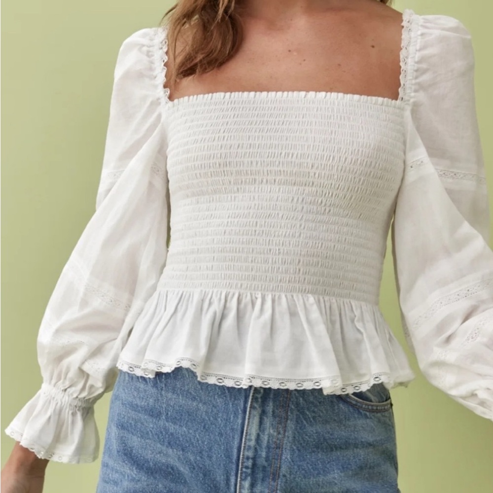 Reformation Roland Top In White Size Extra Large - Picture 4 of 9